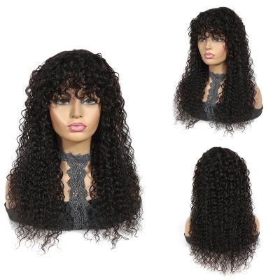 China KEMY Curly Kinky Curly Hair Wigs With Bangs Brazilian Natural Hair Color Wigs For Black Women Lace Up Non Curly Hair Wigs for sale