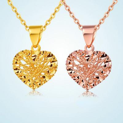 China FASHIONABLE Real 18k Gold Necklace Jewelry Real Heart Yellow Gold Pendant Necklace Gold Chains for sale