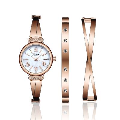 China Waterproof Women's Premium Crystal Accented Rose Gold-Tone Waterproof Designer And Silver-Tone Bracelet Women Watch And Bracelet Set Watches for sale