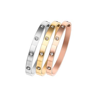 China BOHEMIA Fashion Accessories New Product Stainless Steel Bangle Zircon Women Bracelet Hot Selling Luxury Bangle for sale