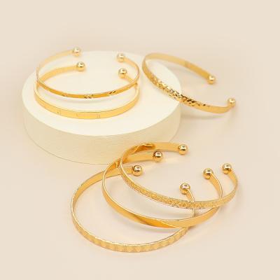 China New Fashion Jewelry Womens 18k Gold Letter Love Punk Love Soft Opening Cuff Bracelet 6 Stack Bracelets Sets for sale