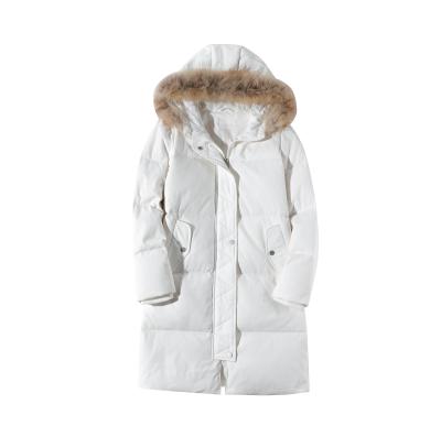 China Breathable Real Fur With Hood Ladies Winter White Duck Down Coat for sale