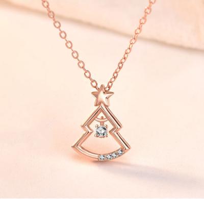 China High Quality Clavicle Chain Necklace Women Jewelry Christmas Tree Gold Silver Pendant Necklace for sale