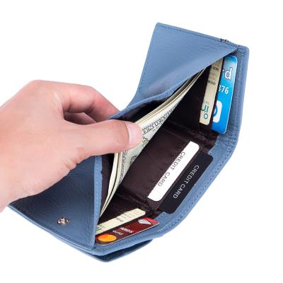 China RFID Leather RFID Coin Pocket Wallet Mini Short Women Purse for sale