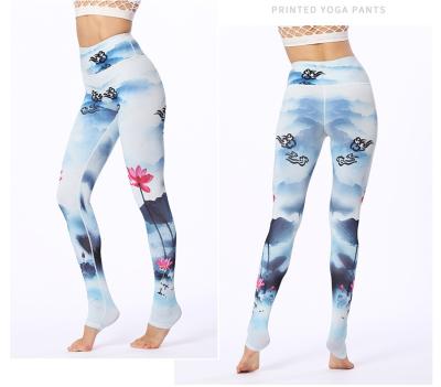 China QUICK DRY Fashionable Women's Polyester Spandex Yoga Pants Prints Leggings for sale