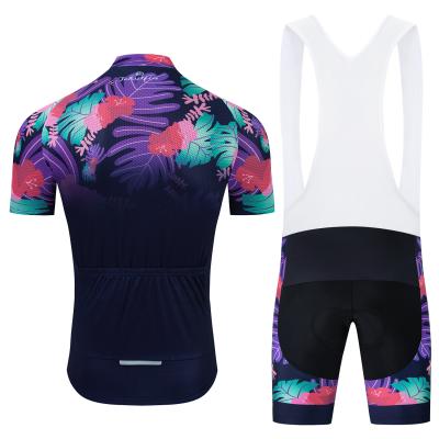 China Moisture West Coast Flowers Men's And Women's Bib Pants Outdoor Gear Suit Tropical Wicking Short Sleeved Cycling Wear for sale