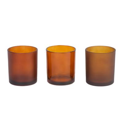 China Amber Blue Green Yellow Empty Glass Candle Jars Eco-friendly Red Black Rose Yellow Green With Bamboo Lids And Metal Lids for sale