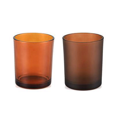 China Red Black Rose Amber Blue Green Yellow Empty Glass Candle Jars Eco-friendly 220ml 315ml 430ml With Bamboo Lids And Metal Lids for sale