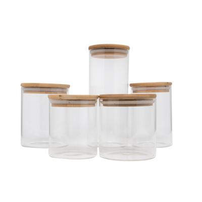 China Sustainable Different Sizes Shapes High Borosilicate Glass Jars Food Storage Container Kitchen for sale