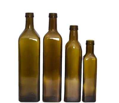 China Dark Green Customized 50ml 100ml 250ml 750ml Kitchen Bulk Olive Oil Liquid Glass Bottles For Cooking for sale