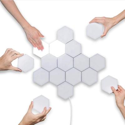 China Hexagon Honey Comb 6W RGB Wall Light Modern Touch Magnetic Warm White Led Quantum Night Light for sale