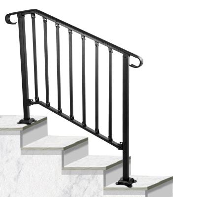 China Stylish Indoor Stair Guardrail Iron Riser Flooring Balustrades Balcony Steel Railing for sale