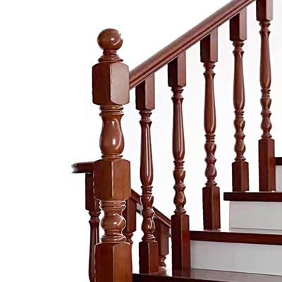 China Modern Office Building Decorative Wood Stair Railing with Baluster and Spindles for sale