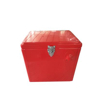 China Waterproof 15L Retro Metal Cooler Box With Handles And Bottle Opener for sale