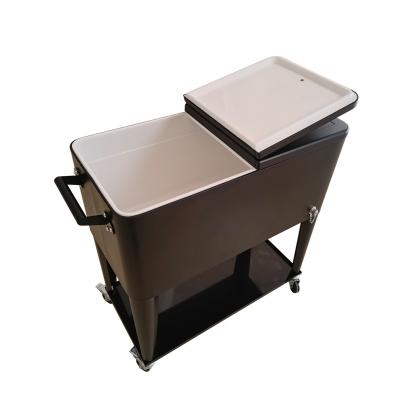 China Waterproof Customized Color Rolling Cooler Cart Patio Cooler Box On Wheels for sale