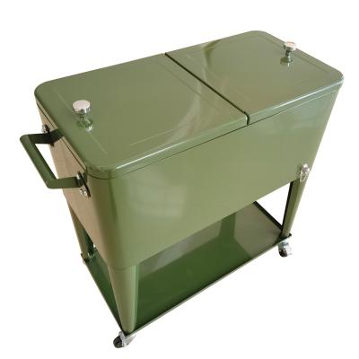 China Waterproof 73 Liter Metal Cooler Beer Cooler With Wheels for sale