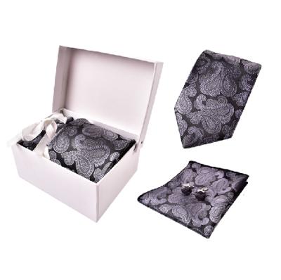 China A Set Of 4 Pcs Square Neck Tie Pocket Cufflink Gift Sets Polyester Fashion Custom Men'S Set for sale