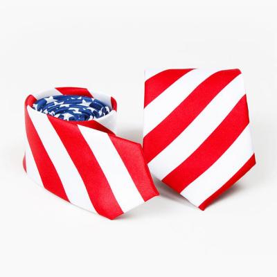 China Hot Selling Polyester Cheap Mens American National Flag Ties Tie For Independence Day for sale