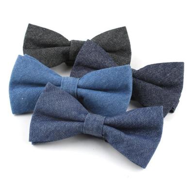 China Fashion Hot Sale Formal Mens Cotton Dark Blue Adjustable Bow Tie For Business for sale