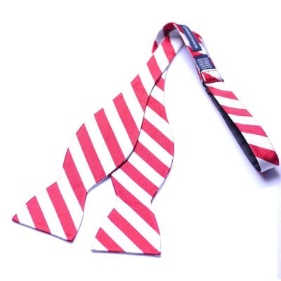 China Fashionable brand fashion accessories self custom made red white striped silk bow tie for men for sale