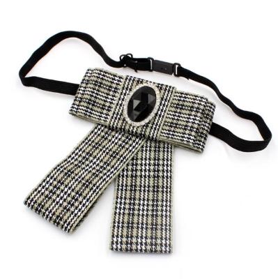 China Formal Checked Hot Sale Screened Adjustable Ribbon Bow Tie For Business for sale