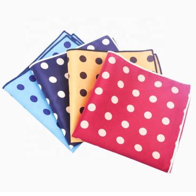 China Fashion Hot Selling Custom Dot Printed 100% Silk Pocket Squares For Men for sale