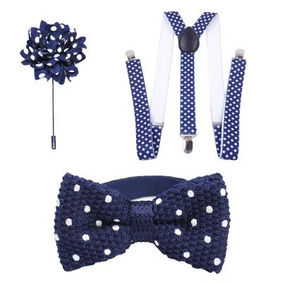 China hot sale men's color polka dot pattern suspenders and bow tie flower lapel multi pin set SP-2 for sale