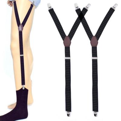 China High Quality Polyester Stitch Y Shape Black White Black Adjustable Shirt Garter Belt Suspenders For Men for sale