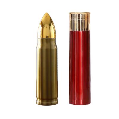 China 750m Double Wall 1000ml Stainless Steel Shotgun Shell Tumbler Bullet Shape Tumbler Stocked Insulated Water Bottle for sale