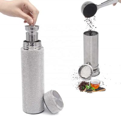 China PORTABLE Vacuum Flask Insulated Stainless Steel Designed Fruit Tea Strainer Basket Coffee Infuser Thermos Hot Water Bottle with Infuser for sale