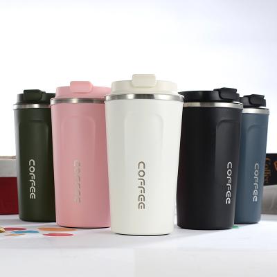 China 2020 Wholesale Custom Business Logo 500ml Double Vacuum Travel Stainless Steel Wall Insulated Coffee Mug for sale