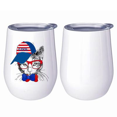 China Wholesale 12oz Disposable Stainless Steel Stemless Blank White Insulated Sublimation Wine Tumbler With Lid for sale