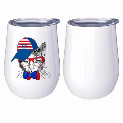 China Wholesale 12oz Customizable Stainless Steel Sublimation Mug Travel Wine Viable Insulated Stemless Tumbler for sale