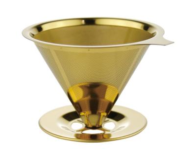 China Reusable Stainless Steel Sustainable Coffee Filter Pour Over Cone Dripper for sale