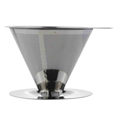 China Coastal Reusable 2019 v60 Metal Stainless Steel Double Walled Stainless Steel 2 Cups Dripper Basket Maker Permanent Cold Brew Cone Coffee Filter for sale