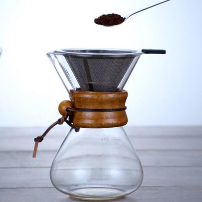 China Customized Logo Sustainable Heat And Cold Resistant Pour Over Coffee Set With Glass Coffee Server And Stainless Steel Dripper for sale