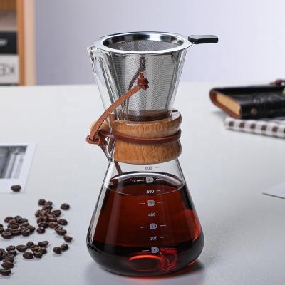 China 600ml Coffee Maker Set Viable Heat Resistant Glass Gift Pour Over Manual Coffee Maker Set for sale