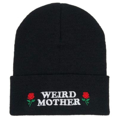 China OEM COMMON Color Acrylic Simple Solid Black Winter Keep Warm Beanie Embroidery Custom Logo Knitted Hat for sale