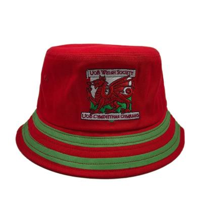 China Sunshade OEM World Cup Cotton Soccer Fan High Quality Red Yellow Red Green Fisherman Hat With Embroidery Country Flag Logo Custom Bucket Hat for sale