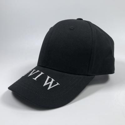 China Custom OEM black baseball cap fashion design cotton 6 panel gorras metal closure back COMMON logo embroidery buckle for sale