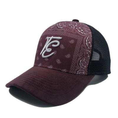 China OEM 5 panel gorras nets ports JOINT high quality unisex hats with sublimation design 3D embroidery logo velvet custom trucker hat for sale