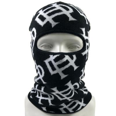 China OEM JOINT Hot Sale One Hole Balaclava High Quality Unisex Acrylic Black Custom One All Over Print Jacquard Logo Knit Ski Mask for sale