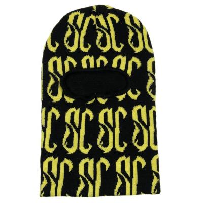 China JOINT OEM Amazon winter top hot sale fashion unisex acrylic black hole balaclava with full print gold jacquard knit ski for sale