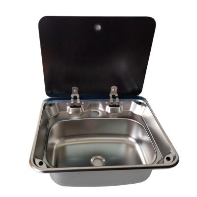 China With Faucet Rectangular Foldable Stainless Steel Hand Wash Basin RV Sink Motorhome Sink for sale