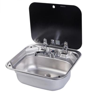 China With Faucet Caravan Sink RV Kitchen Sink With Glass Cover / Faucet for sale