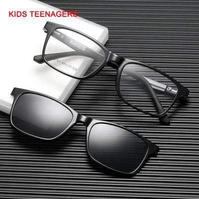 China Durable Professional Factory Wholesale Small Size Spring Outer Hinge Eyewear Kids Optical Frames Glasses With Clip On Sunglasses for sale