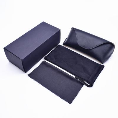 China Big Support Low Budget Factory Custom Packaging Luxury Set Sunglasses Case Box With Cloth And Eye Glass Bag for sale