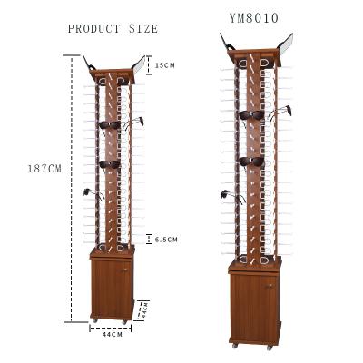 China Environmental Friendly In Stock Custom Wooden Floor Standing Revolving Racks Equipment Retail Store Sunglasses Display Stand With Mirror for sale