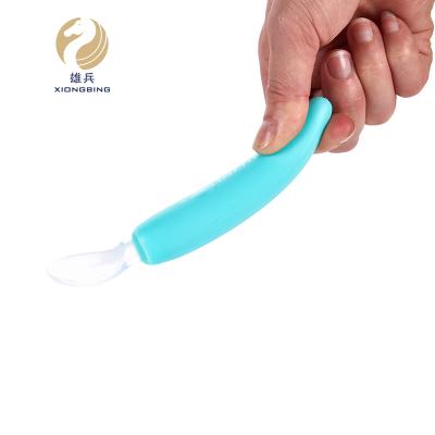 China Sustainable Silicone Feeding Spoon With Handle Safety And Sanitary Baby Utensils Spoons Customized Sustainable OEM Welcomed for sale