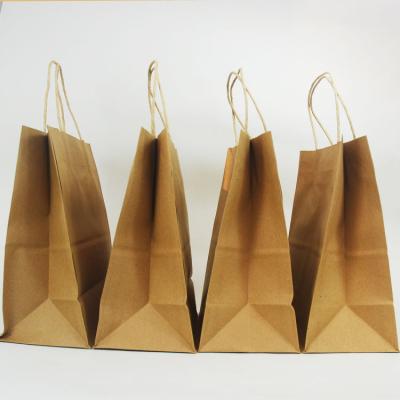 China Whosale Recyclable Food Delivery Carrier Bags Cheap Price Recycled Kraft Paper Bag With Handles for sale